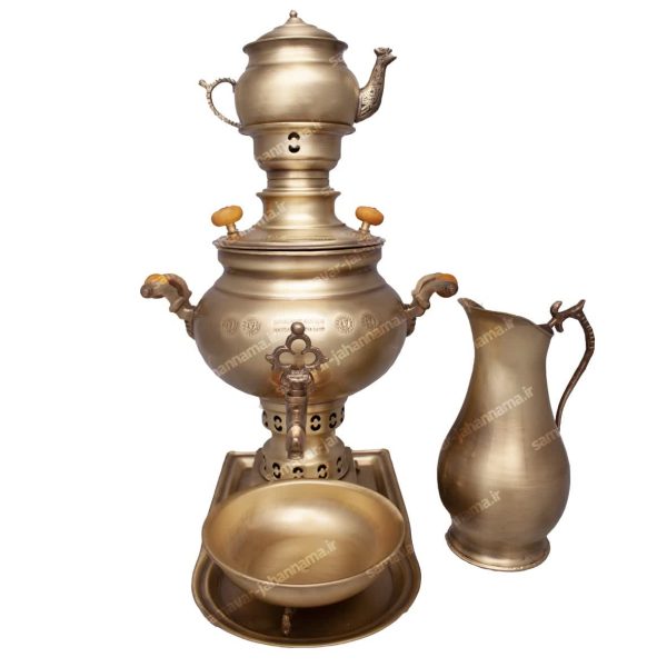 سرویس سماور ذغالی برنجی آنتیک خیلی ضخیم